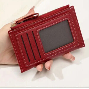 Slim Compact PU Leather Credit Card Coin Purse Wallet-NIP